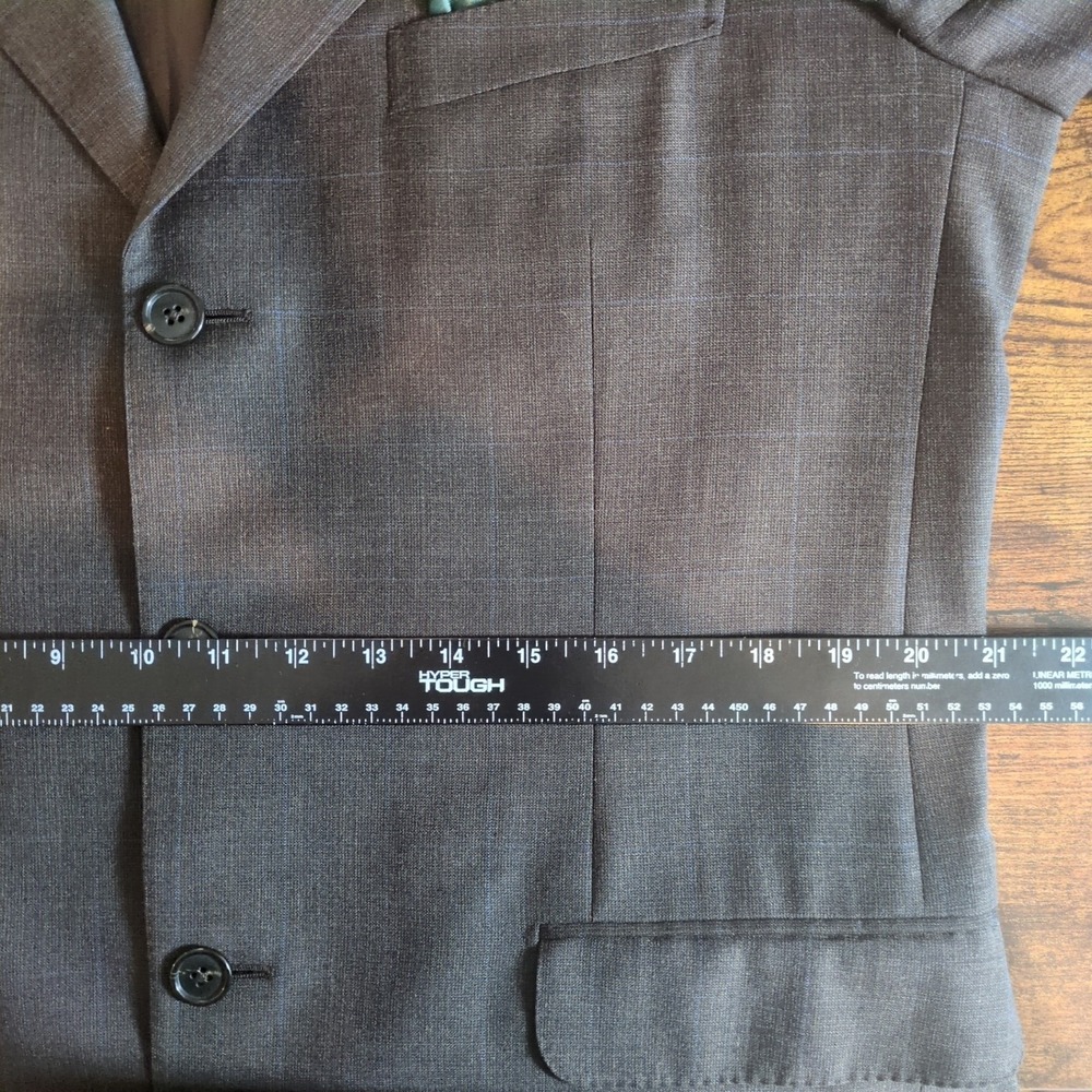 Ermenegildo Zegna Mens Brown‎ Blue Windowpane 100% Wool 3 Button Blazer 46R - Picture 13 of 16